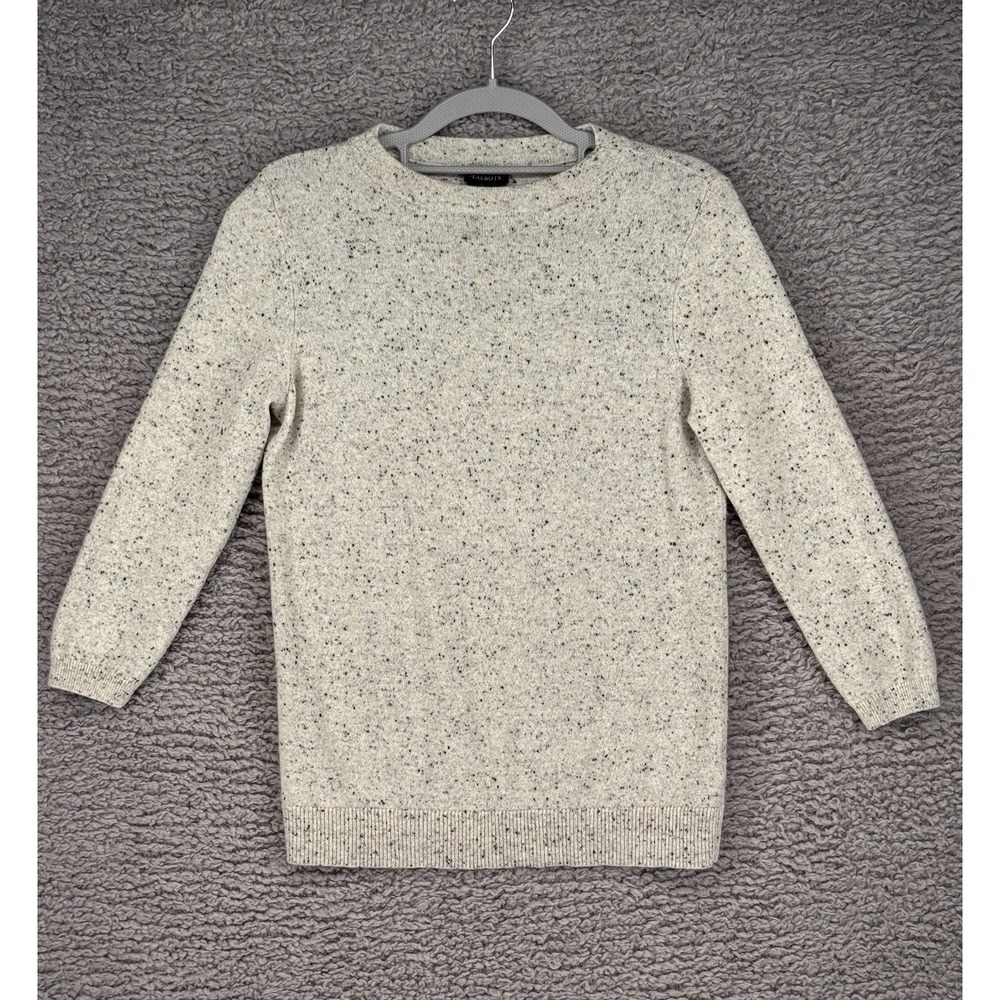 Talbots Pure Cashmere Sweater Small Grey Speckled Crewneck Soft Luxury Pullover